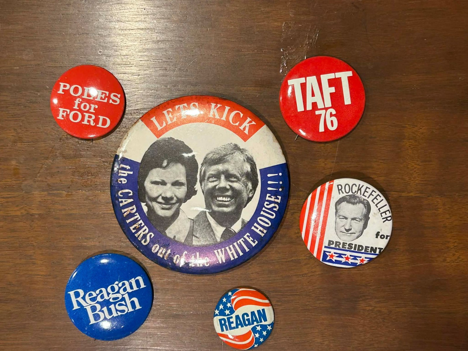 Assorted Republican Presidential Campaign Pins Ford Reagan Taft Rockefeller