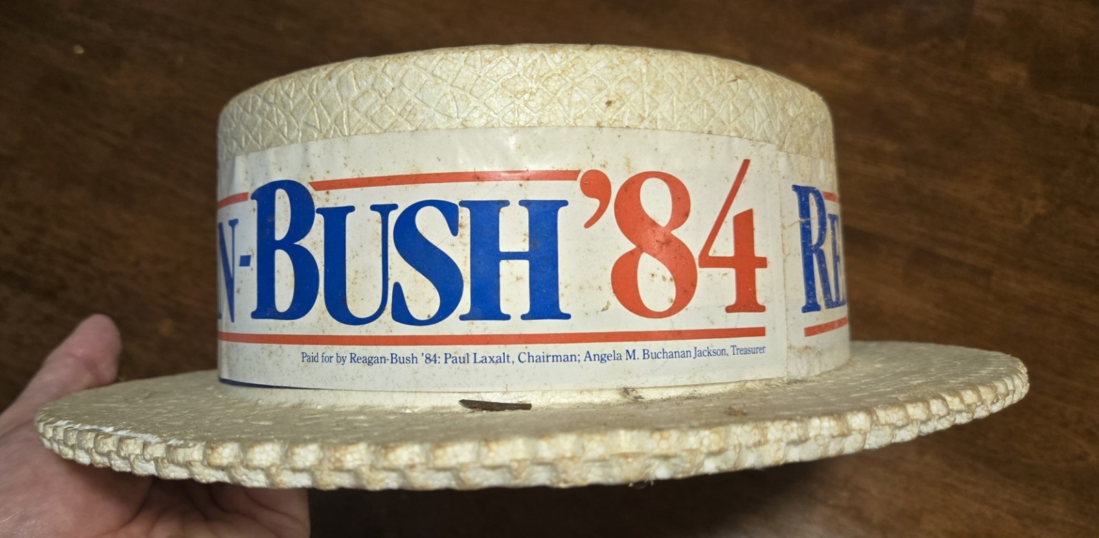 Ronald Reagan Bush 1984 Styrofoam Presidential Campaign Hat USA Lewtan Line