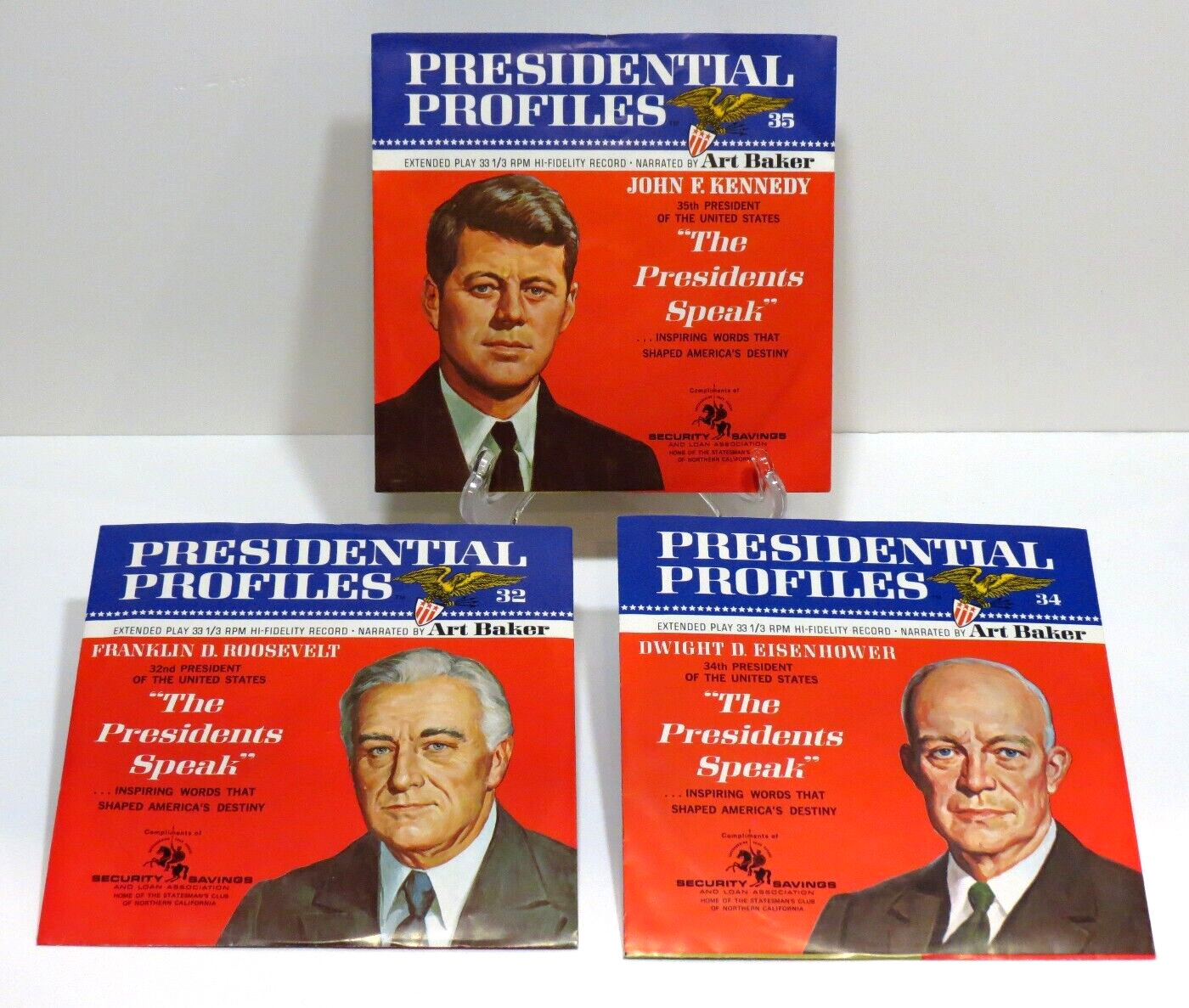 Presidential Profiles Vinyl Albums Lot Of 3 Vintage Kennedy Eisenhower Roosevelt