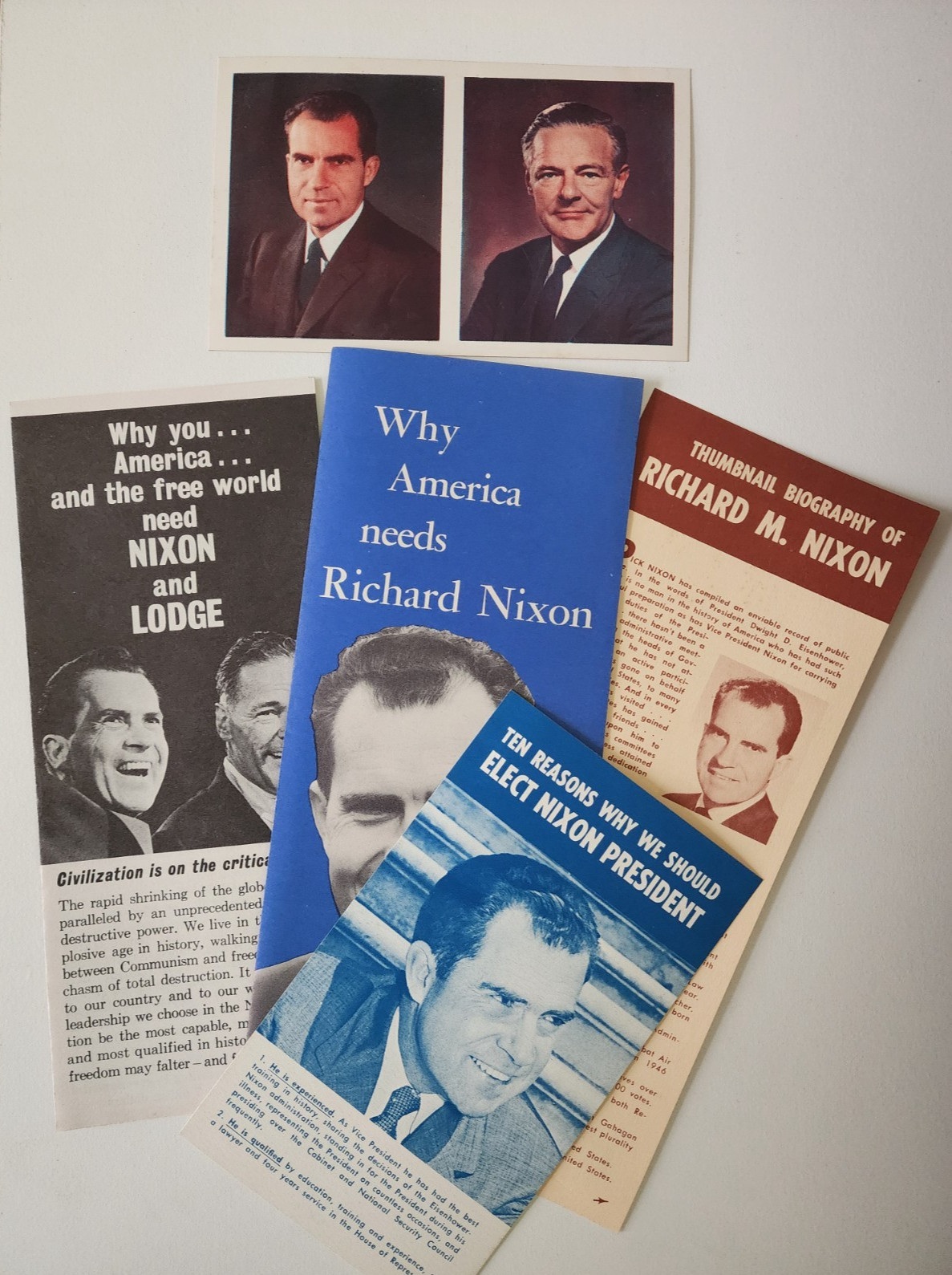 Vintage 1960 Richard Nixon Campaign Lot Ephemera Brochures Postcard Nixon Lodge