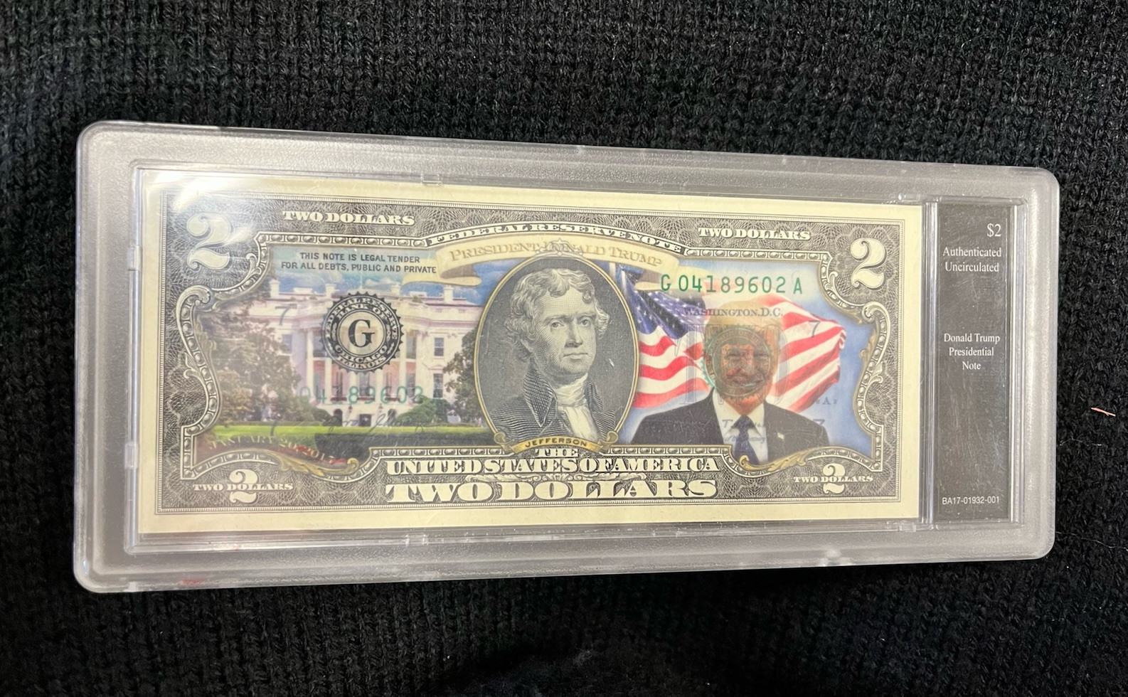 Rare Donald Trump Presidential Note $2 Bill Authenticated Uncirculated