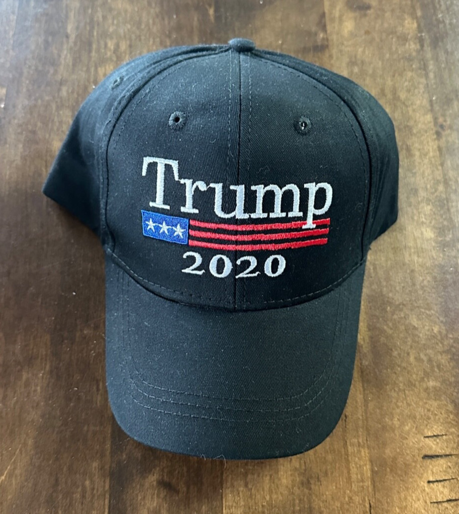 Donald Trump 2020 Black MAGA Adjustable Hat/Cap With Flag-NEW