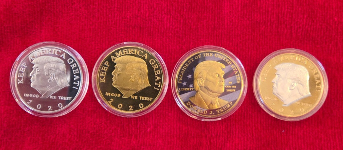 President Donald Trump Keep America Great Gold Silver Token Coin Coins Lot of 4