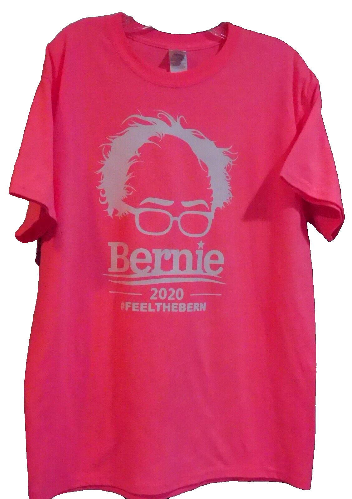 NEW Bernie Sanders 2020 Tee Shirt Bright Pink Cotton Gildan SS #FEELTHEBERN LG
