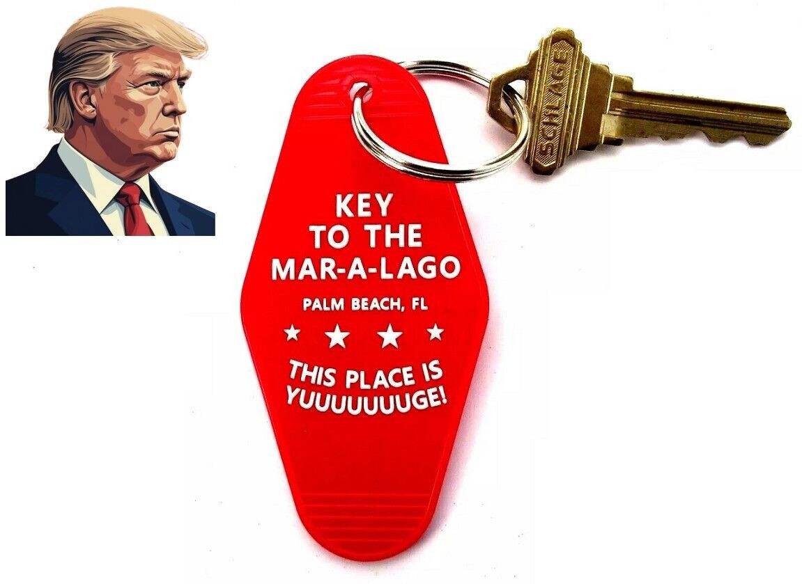 “KEY TO THE MAR-A-LAGO” Donald Trump KEY TAG maga 2024 – MAKES A GREAT ORNAMENT!