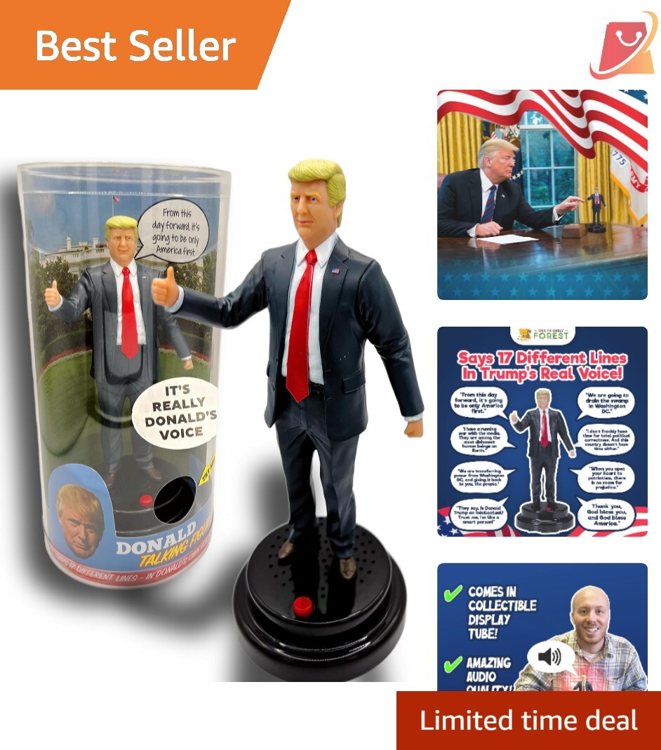 Talking Trump Figure Plastic 9″ Real Voice 17 Quotes Desktop Decor Gift