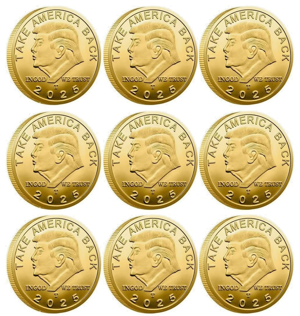 9Pcs President Donald Trump Commemorative Coin 2025 Take America Back Metal Gold