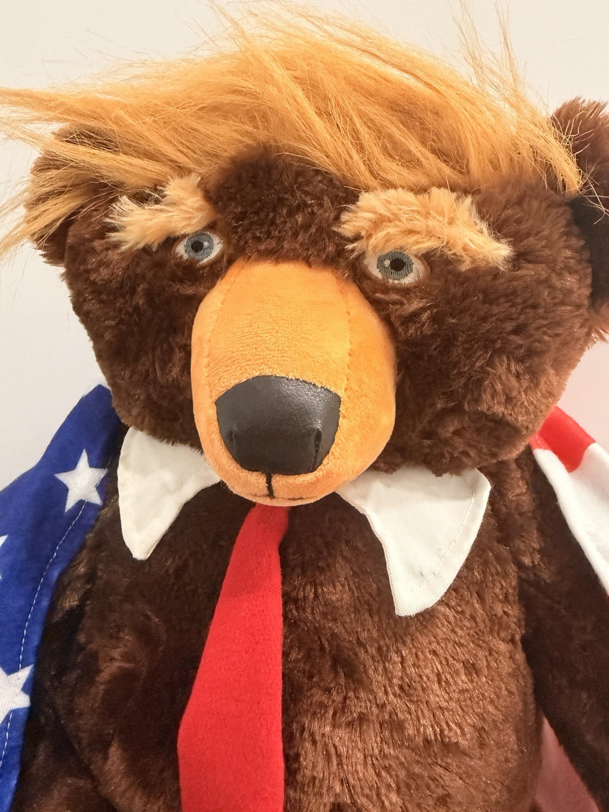 Donald Trump Style Teddy Bear 2017 22” Patriotic Plush American Flag Cape NEW