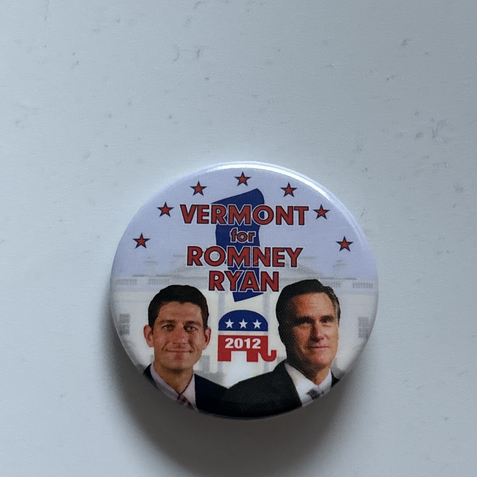 2012 Mitt Romney for President Vermont 50 State 1.5″ Button Paul Ryan Pin