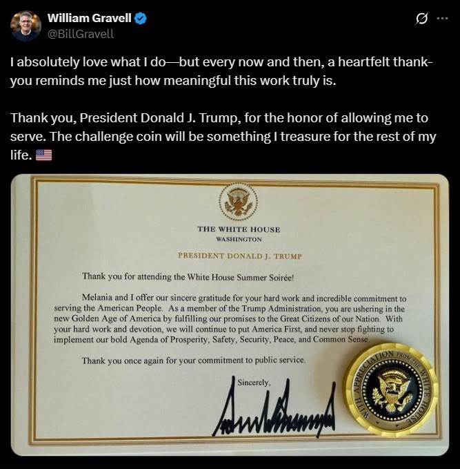 Donald Trump White House Summer Soirée Appreciation Coin/Medallion 2025
