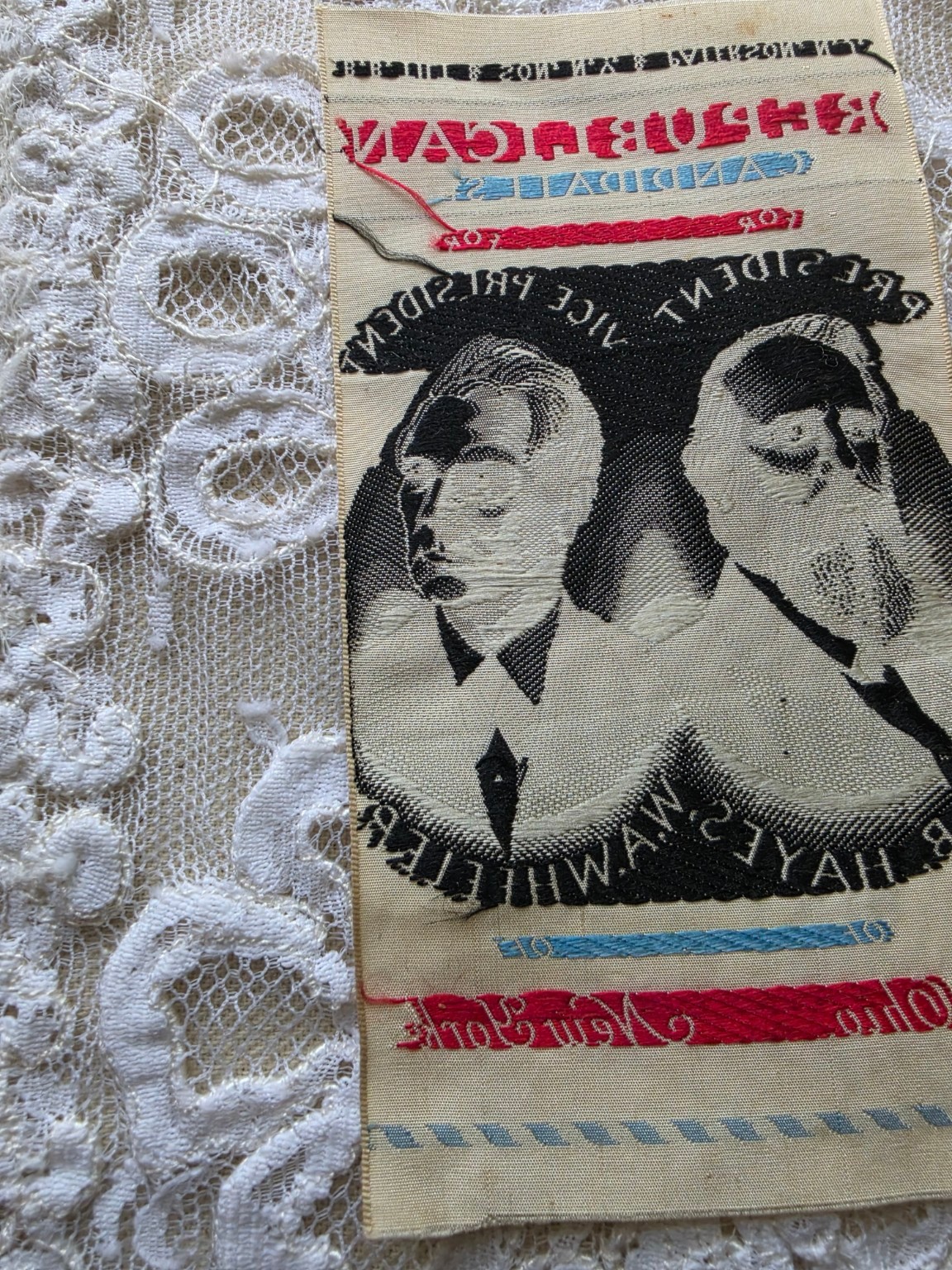 1876 Hayes Wheeler Silk Jugate Ribbon B.B. Tilt Republican
