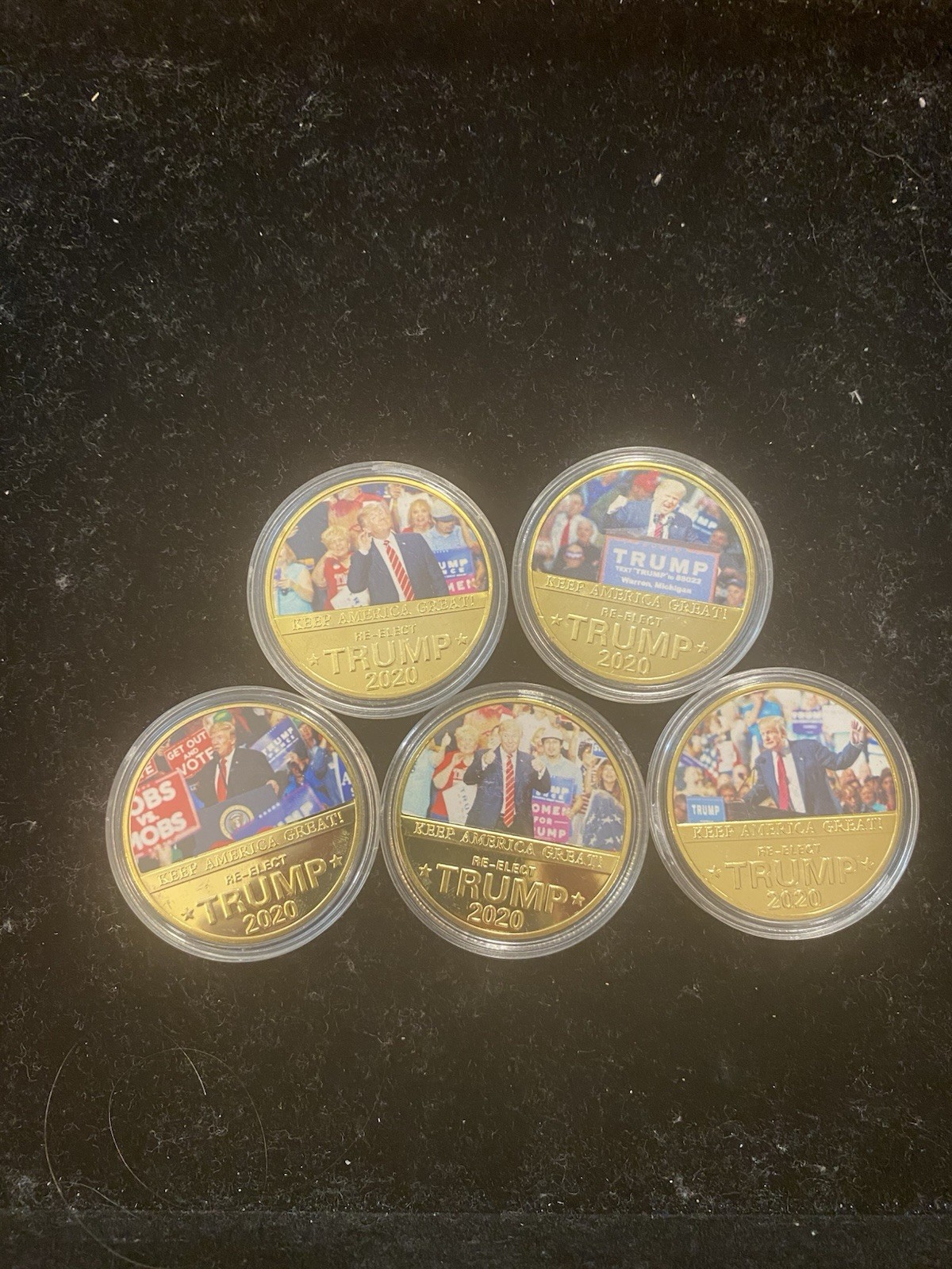Lot Of 5 Keep America Great 2020 Donald Trump Gold Plated Re-elect Coin