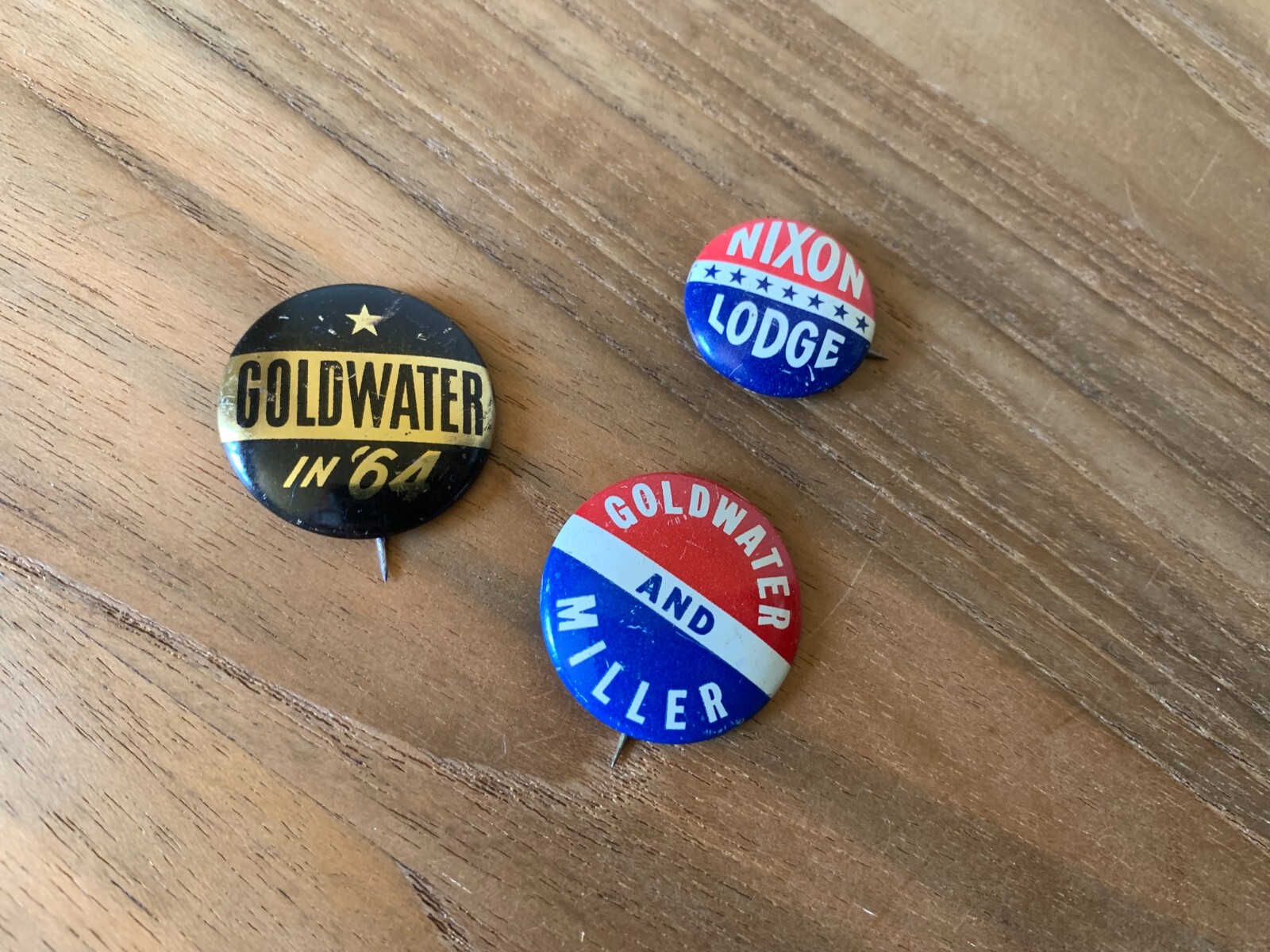 NIXON / LODGE (1960) + GOLDWATER / MILLER (1964) Presidential Campaign Buttons