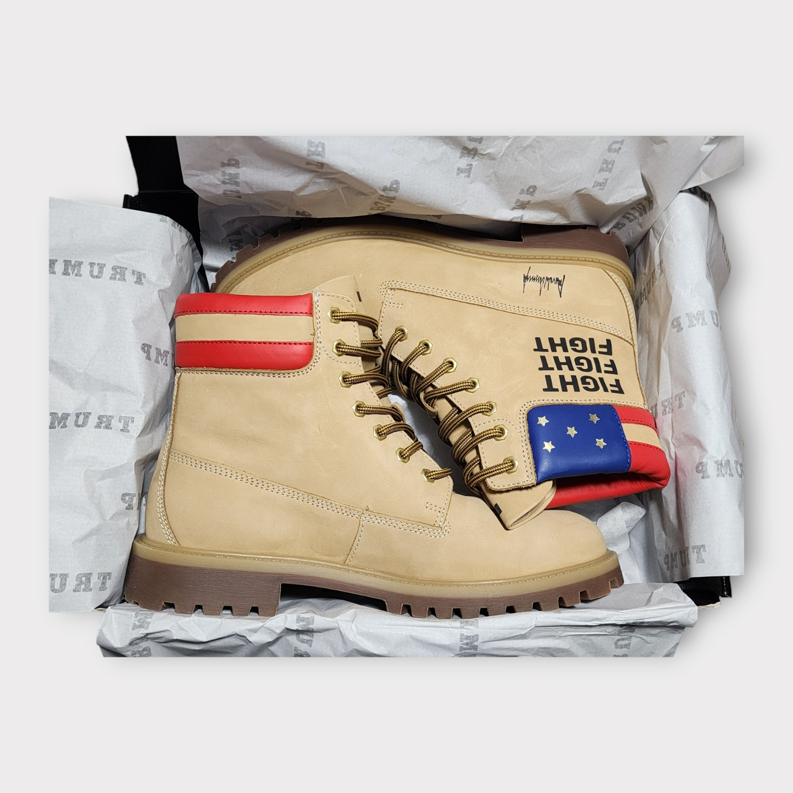 TRUMP Fight Fight Fight Boots Tan Authentic NEW Size 12 Men US Limited 1747/2000