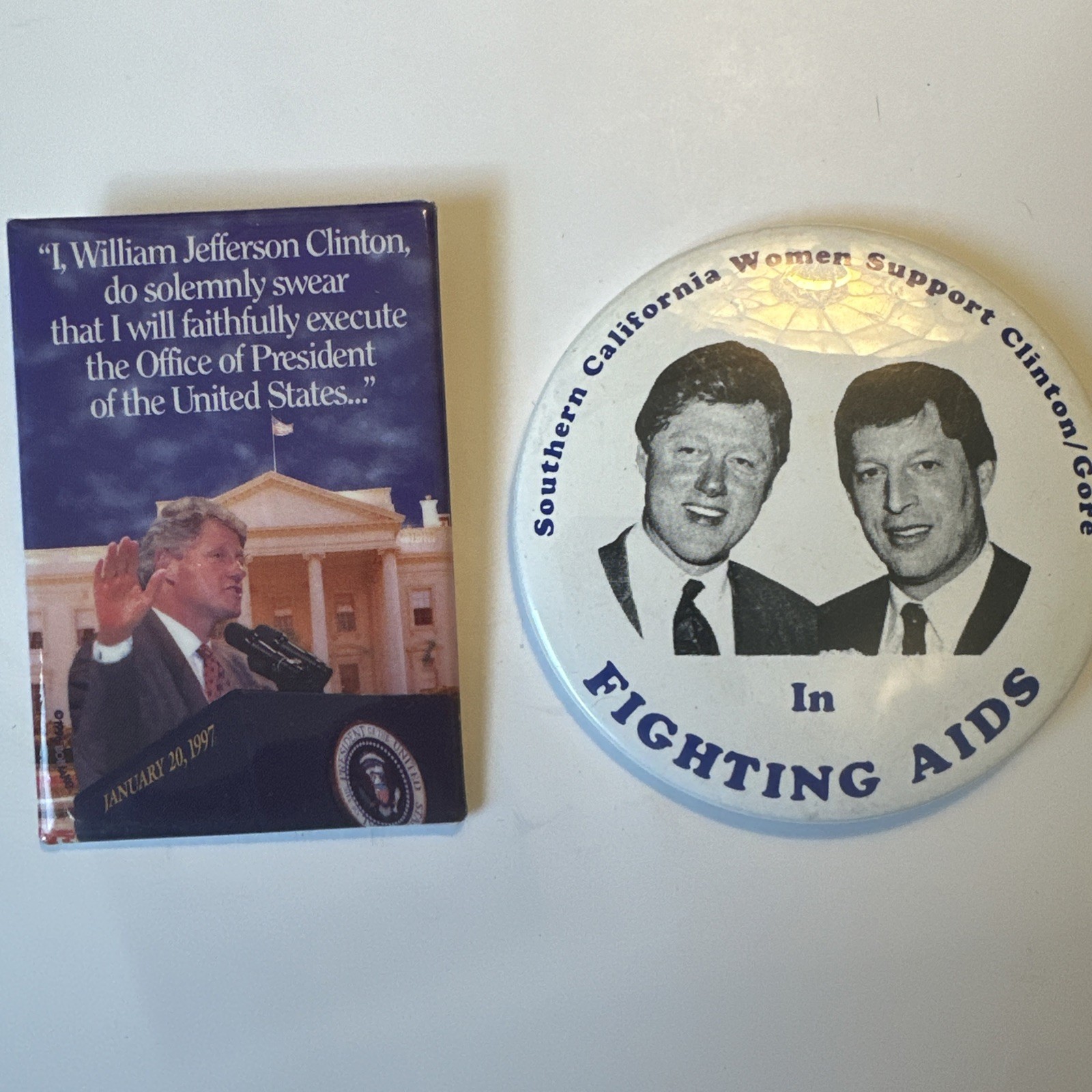 Two Clinton And Gore Presidential Political Buttons