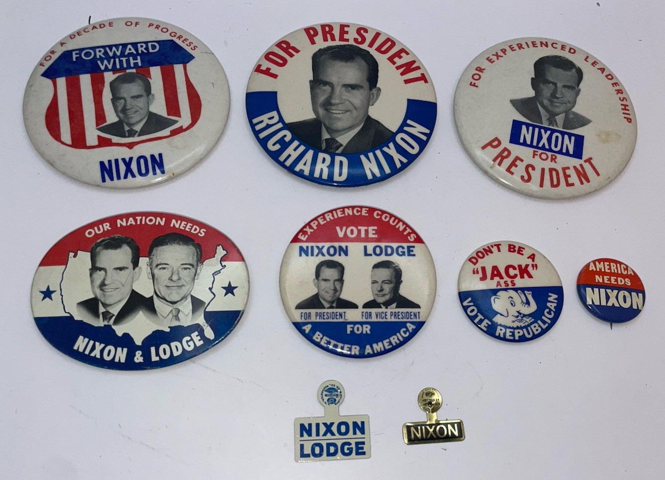 9 Lot 1960 NIXON LODGE 3.5” Campaign Button Bastian Green Duck IPEU Union Labels