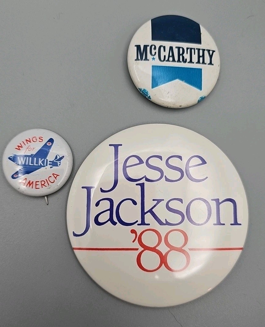 Vintage political campaign button pins 1940, 1968, 1988 One Owner’s collection