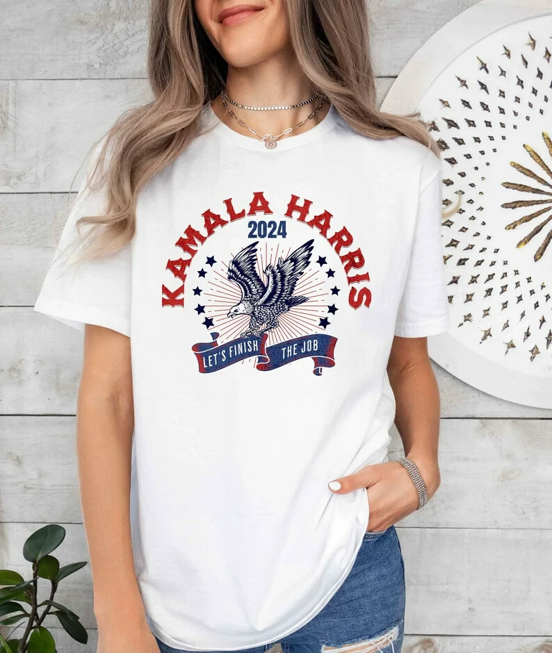 Kamala Harris Let’s get it done. Gildan Heavy Cotton, White, New, medium
