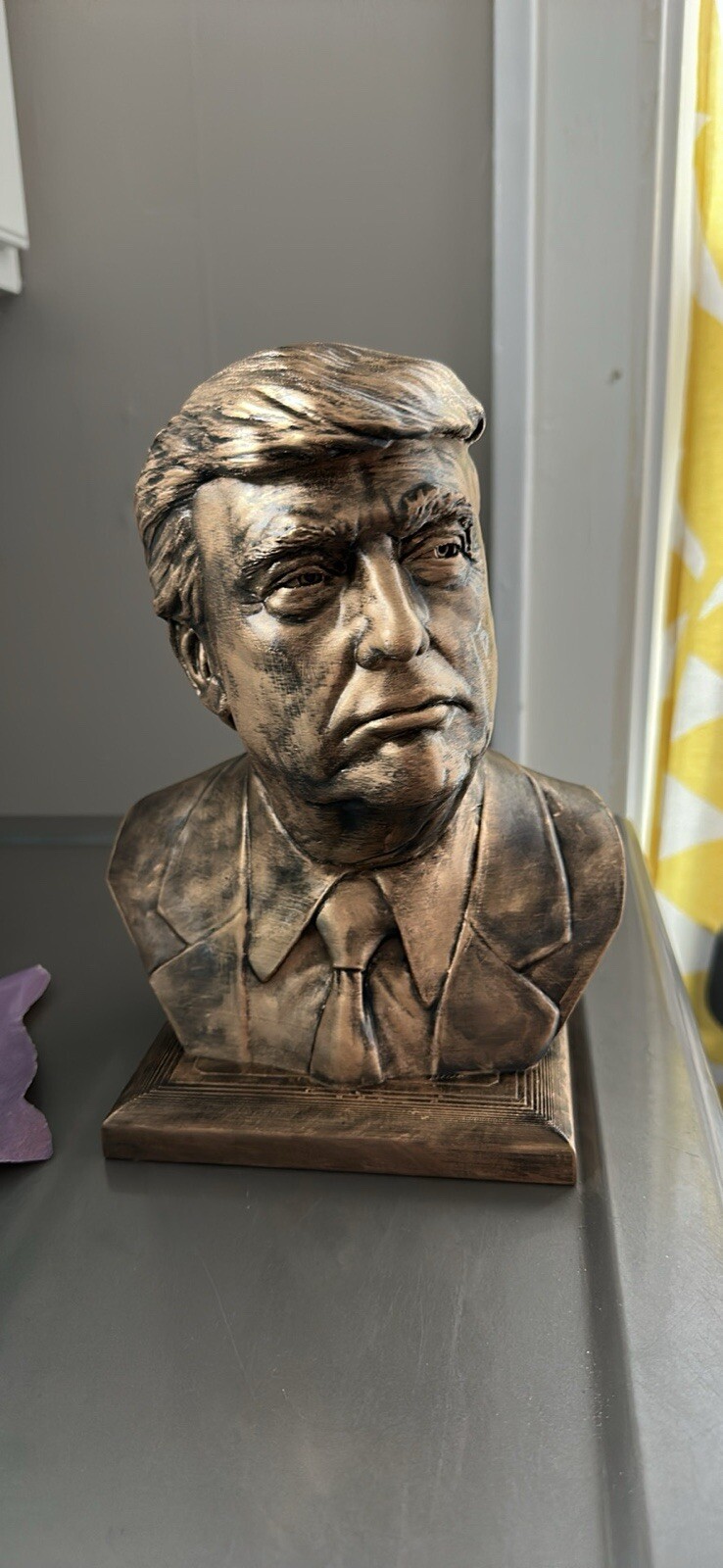 Huge 10″ Donald Trump 3D Printed Bust Statue – Silk Gold Finish