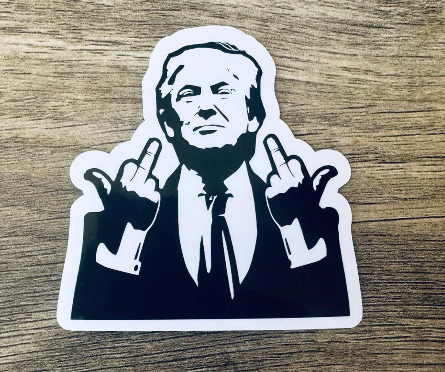 President Donald Trump Flipping the Bird – Trump 2024 – 3″ Decal/Sticker