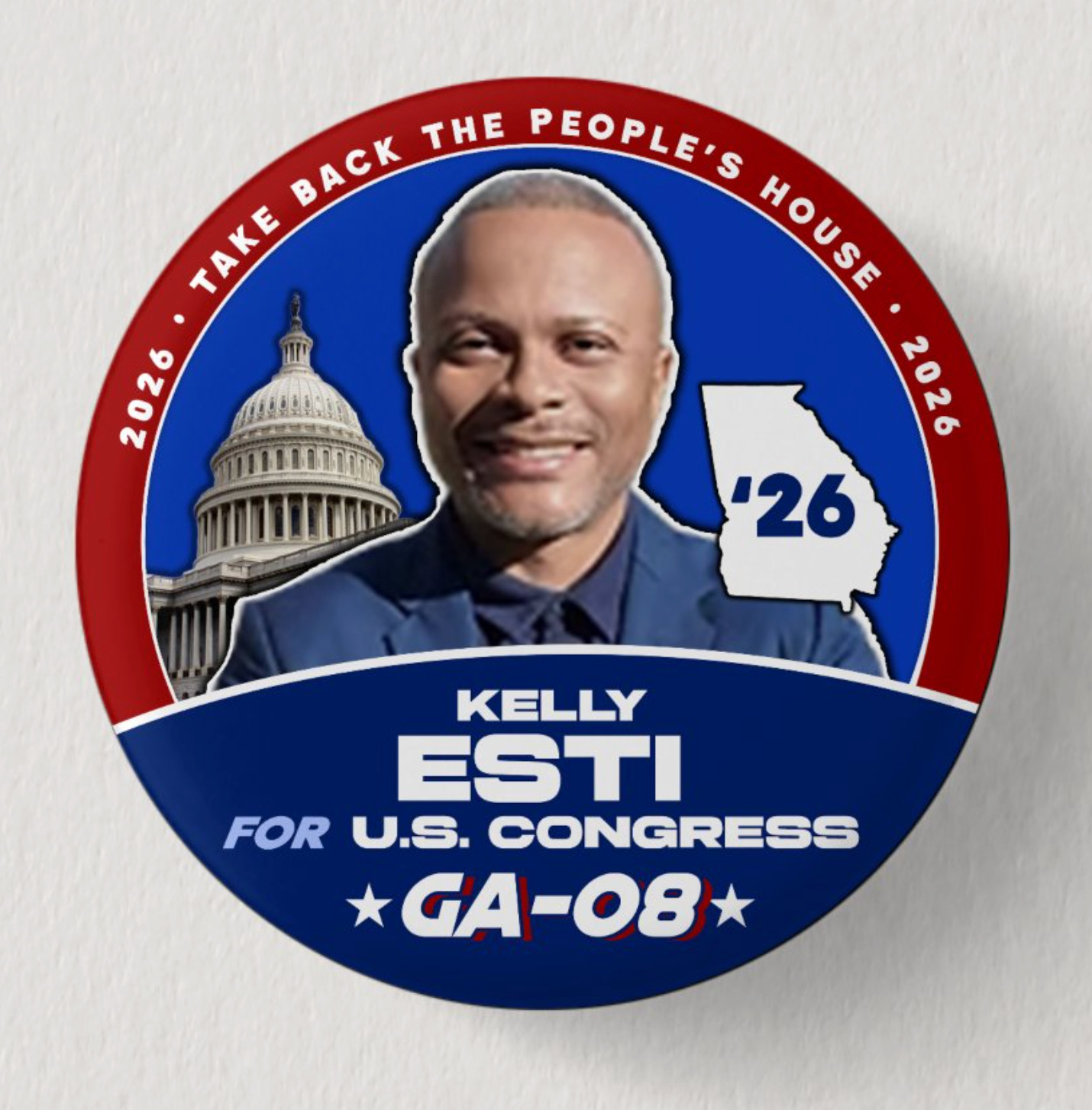 KELLY ESTI Congress 2026 Pin Button Political Democrat Georgia Midterms