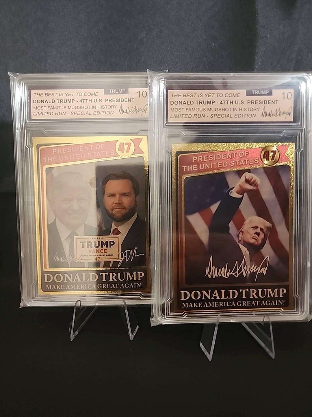 2024 Donald Trump / Vance Limited Edition Refractor 47th President 2 Card Lot