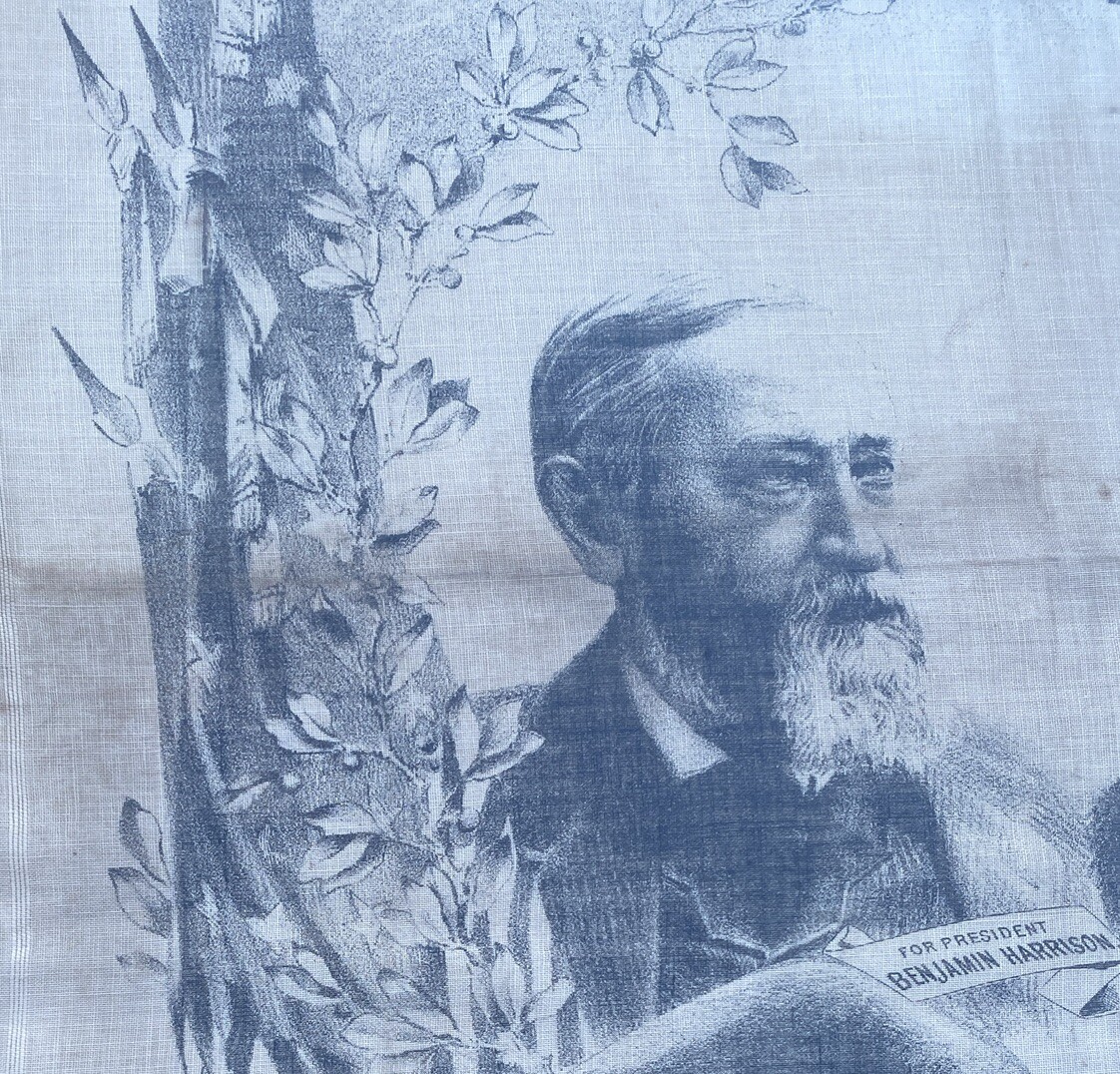 1888 Benjamin Harrison & Morton Republican Presidential Campaign Handkerchief