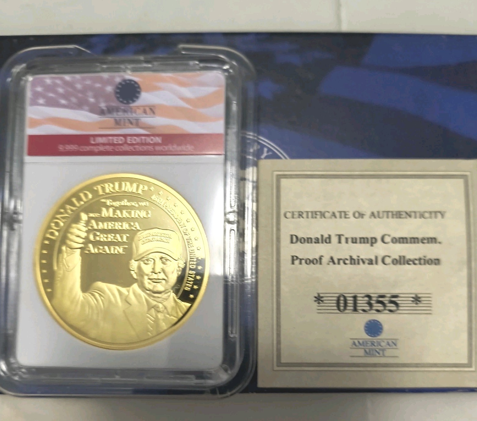 American Mint Donald Trump Commemorative Proof Archival Collection Coin