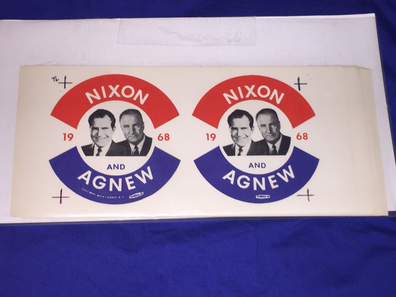 1968 Nixon & Agnew Campaign Button Manufacturing Paper Sheet NOS Vtg Lot 38pc