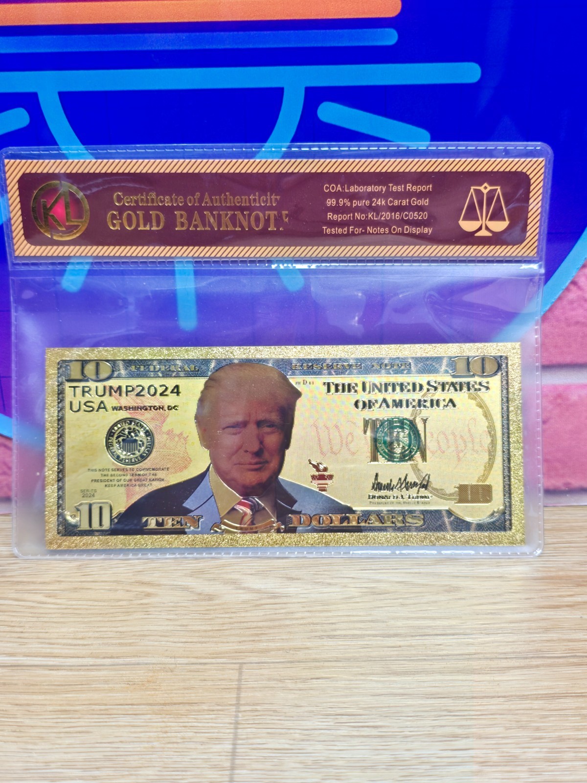 Donald Trump $10 24k Bill W/COA