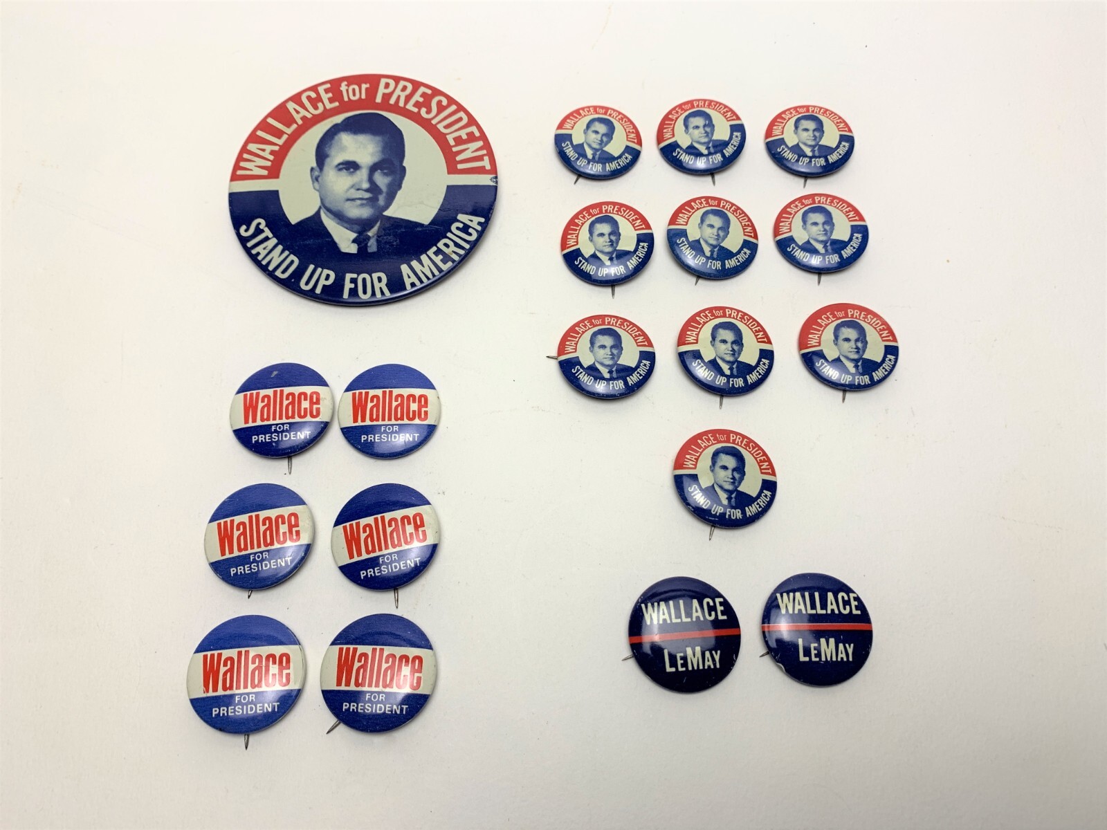 George Wallace For President. Coll. of Political Pinback Buttons. Mixed Sizes.