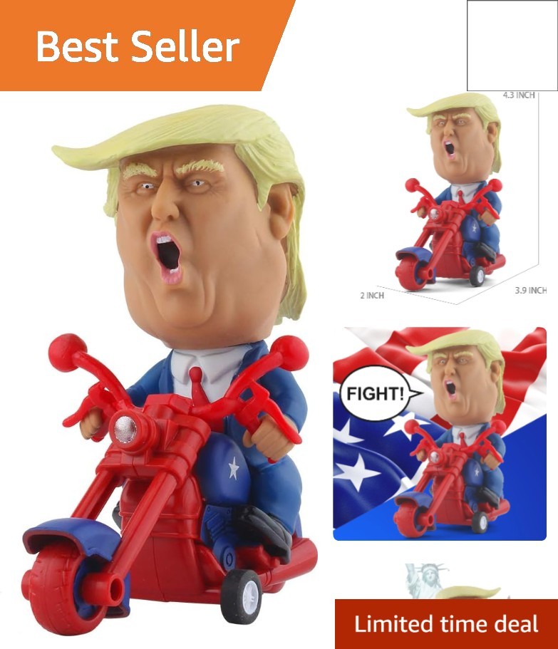 President Donald Trump 2024 Toy Figure Riding Motorcycle Funny Rev Up Car Nov…