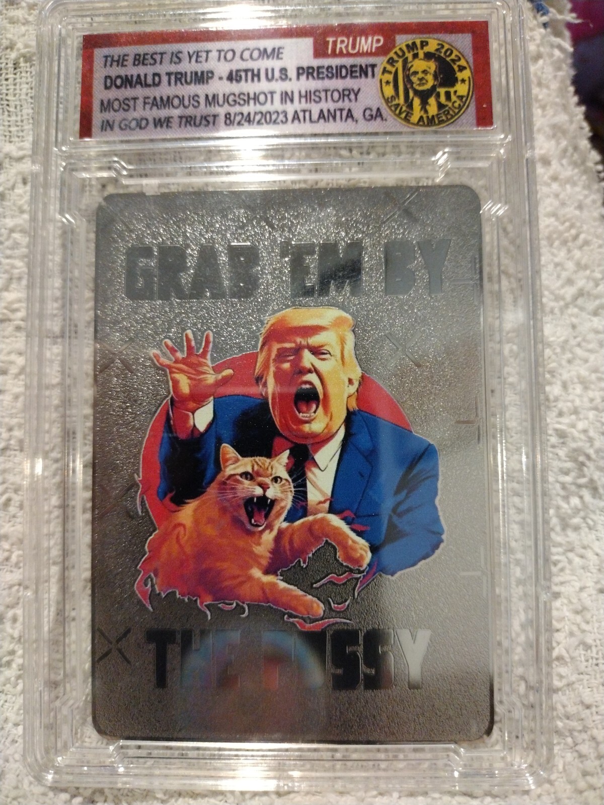 Orig RARE Donald Trump “Grab Em By The P*ssy” #189/205 Silver Version Metal Card