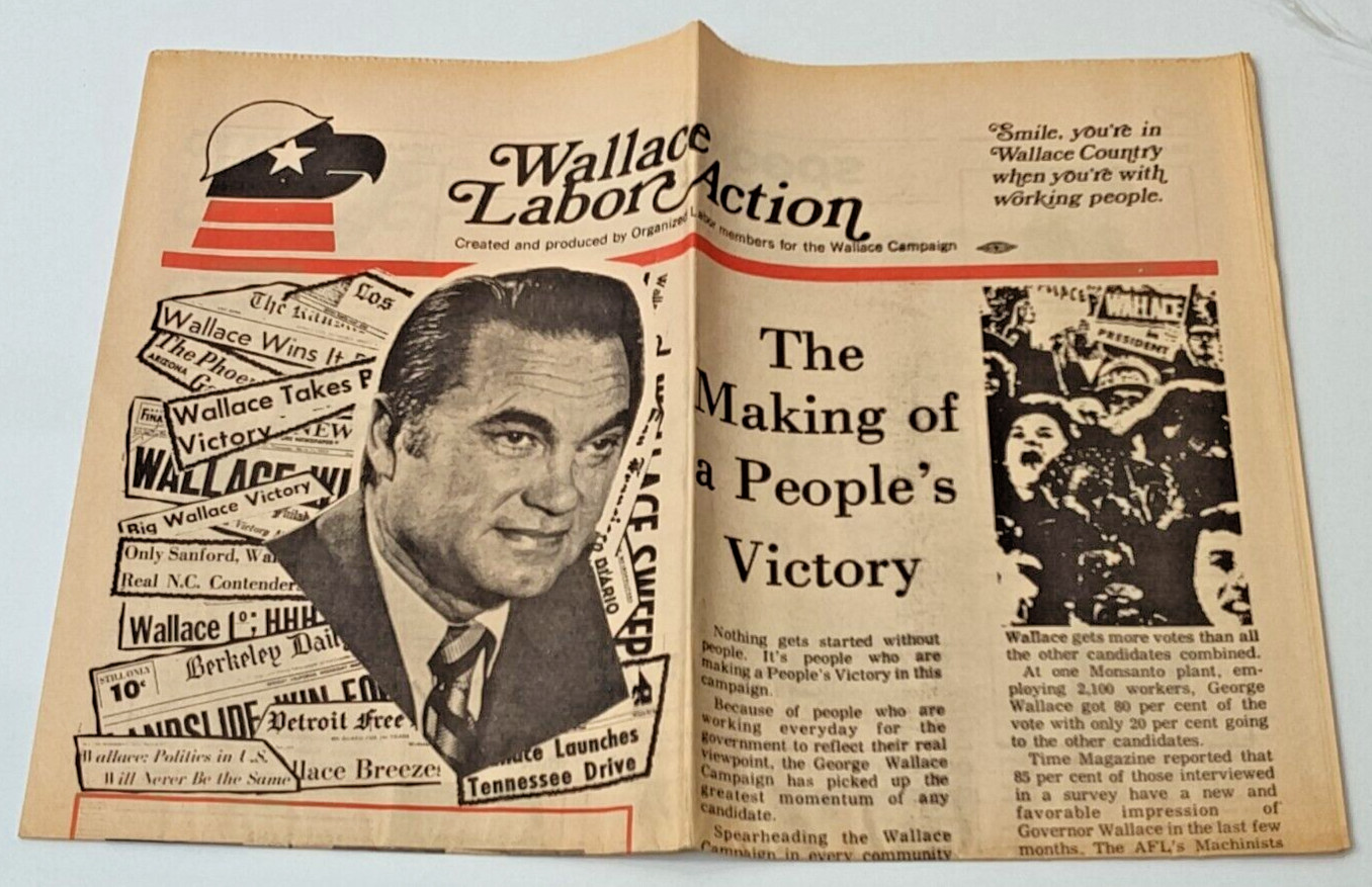 Authentic 1972 WALLACE for President Newspaper-quantity discounts & FREE SHIP !