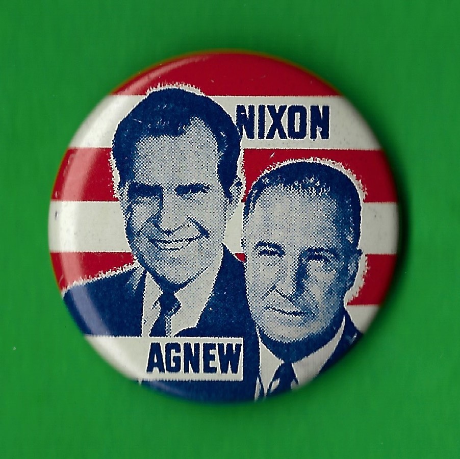 1968 Richard Nixon & Spiro Agnew 1-1/8″ / Presidential Campaign Button (Pin 02)