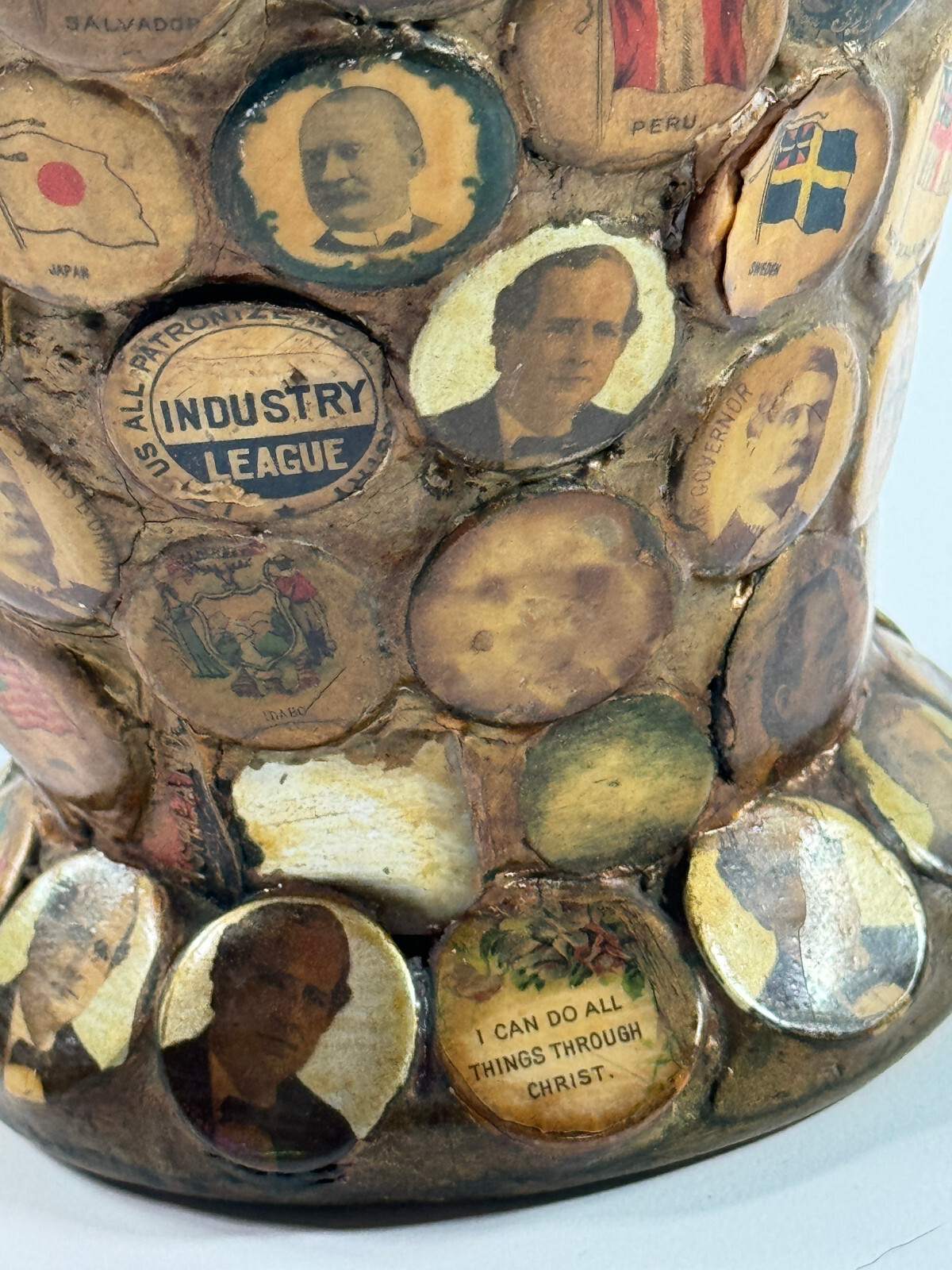 1890-1920 Folk Art Political Memory Jug presidential william jennings bryan