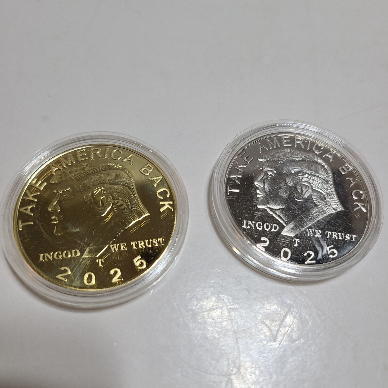 2-Donald Trump 2025 Commemorative Encased Coins. Non-Precious Metal.