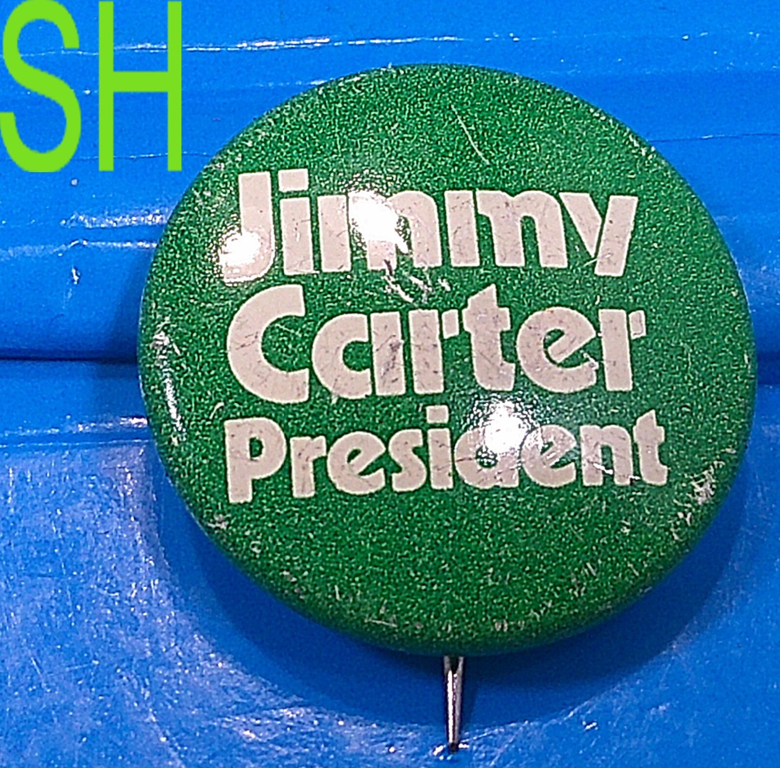 Vintage Green 1976 Democrat Jimmy Carter President Campaign Pinback Pin Button