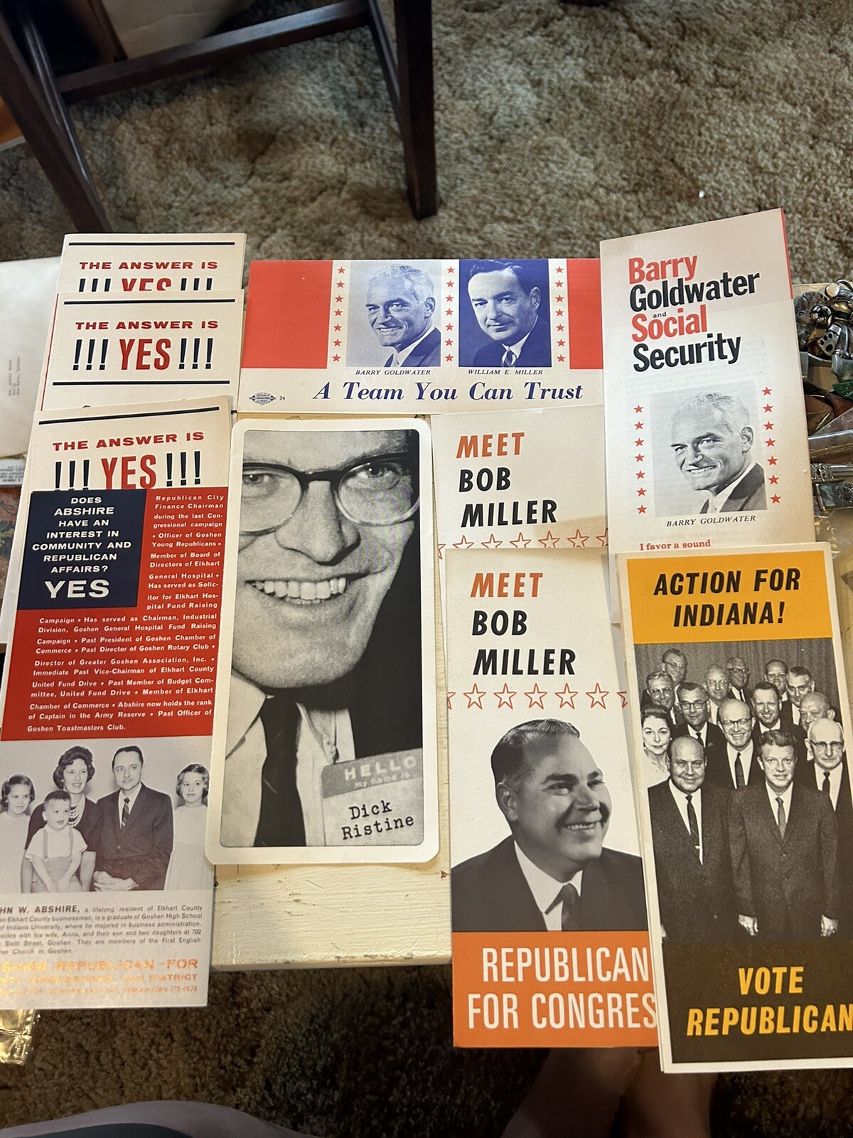 Vintage 1964 Mixed Lot of Republican Goldwater Indiana Governor Pamphlets