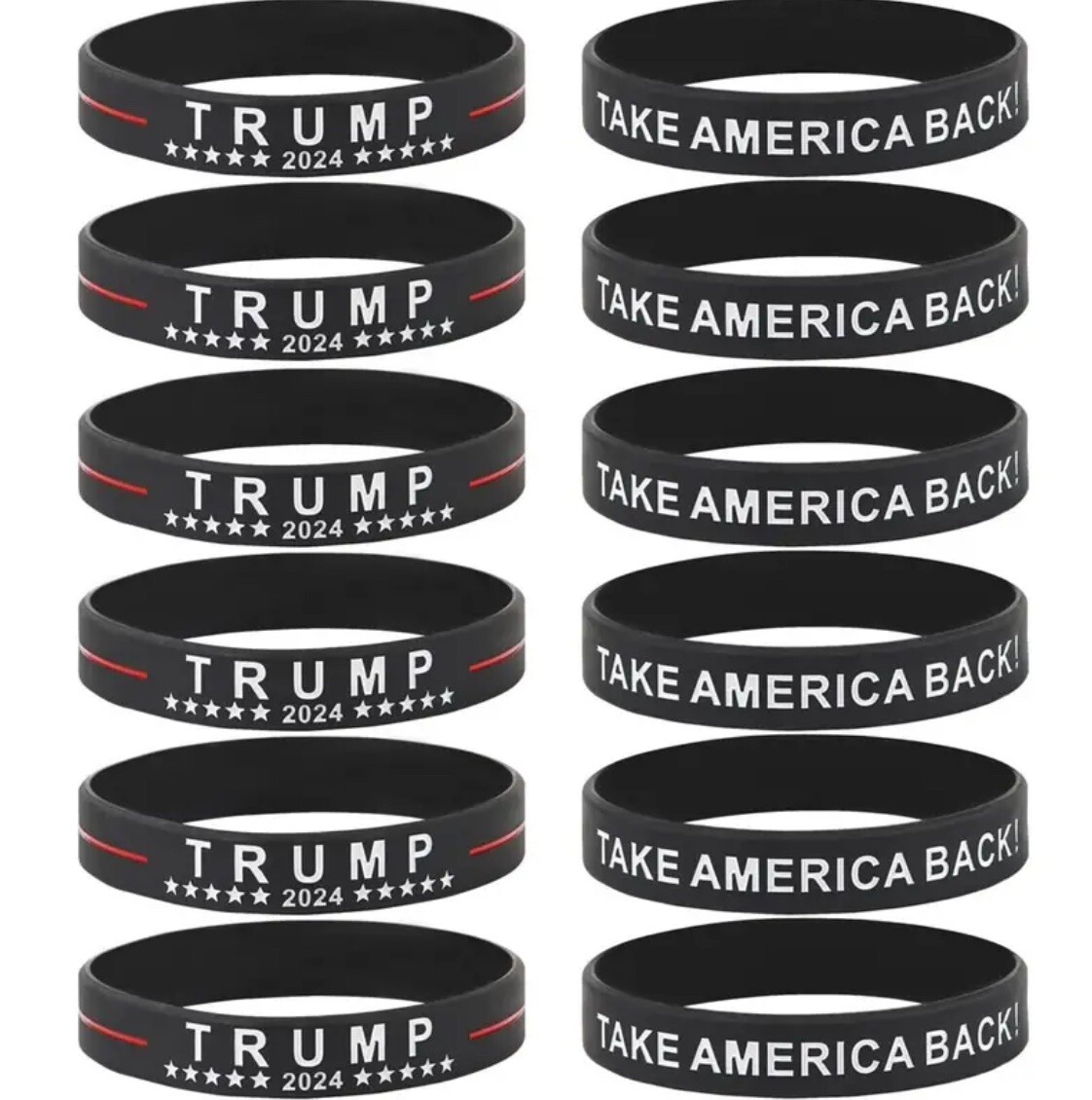 10 Piece Silicone Bracelets MAGA 2024 Trump Take America Back
