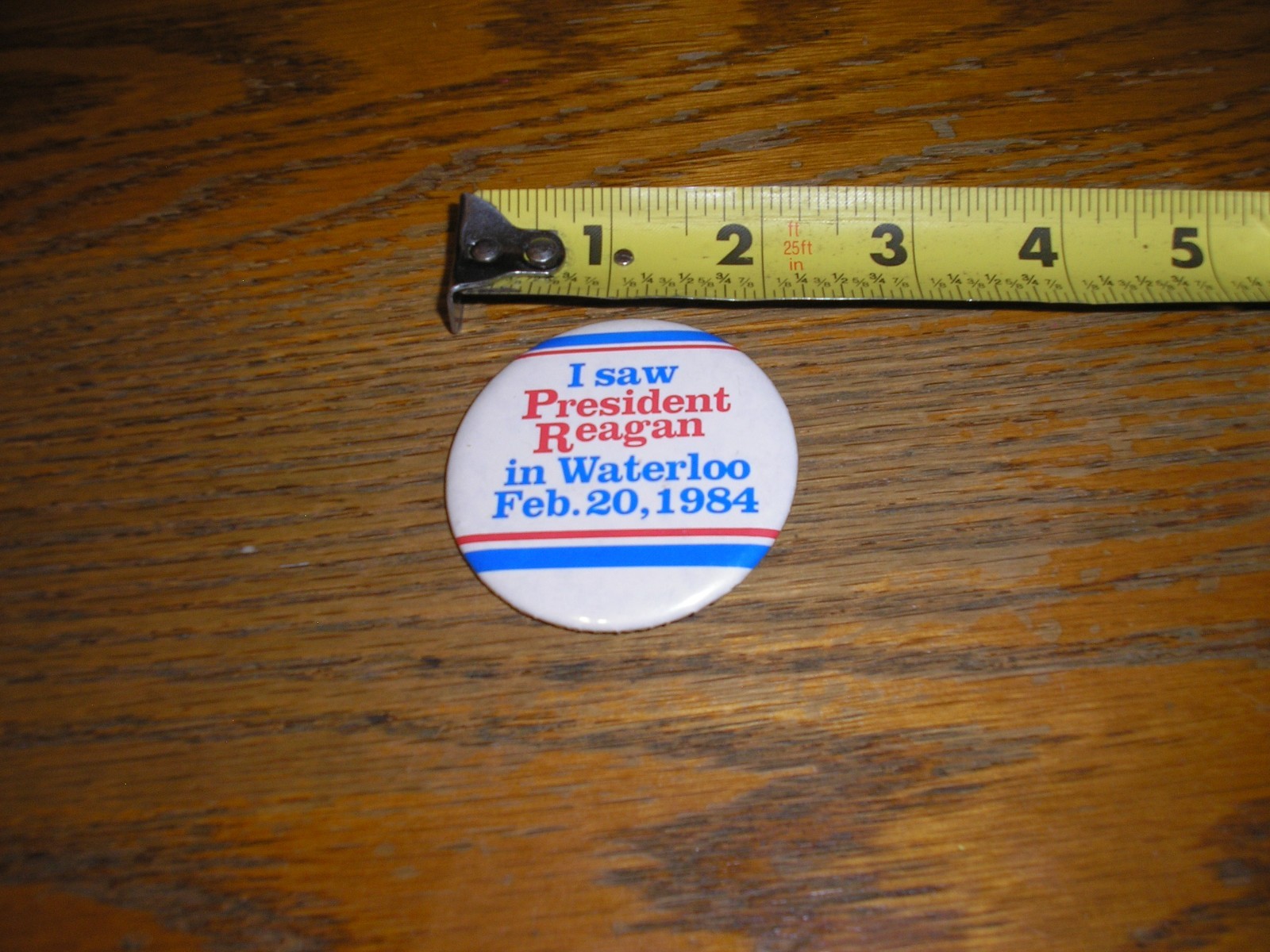 Nice I saw President Reagan in Waterloo Iowa Feb. 20, 1984 2 1/8″ Pinback Button