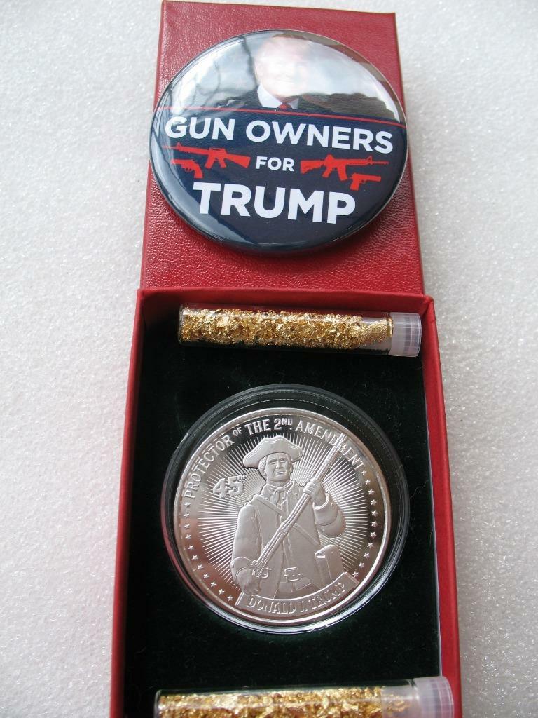 1-OZ.999 DONALD J TRUMP PROTECTOR OF 2ND AMENDMENT SILVER COIN LE # ON EDGE+GOLD