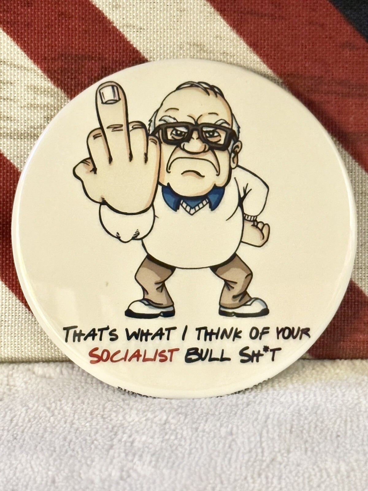 Trump 2024 Anti-Democrat “Satire” Presidential Campaign Pin Button – 3″ Round