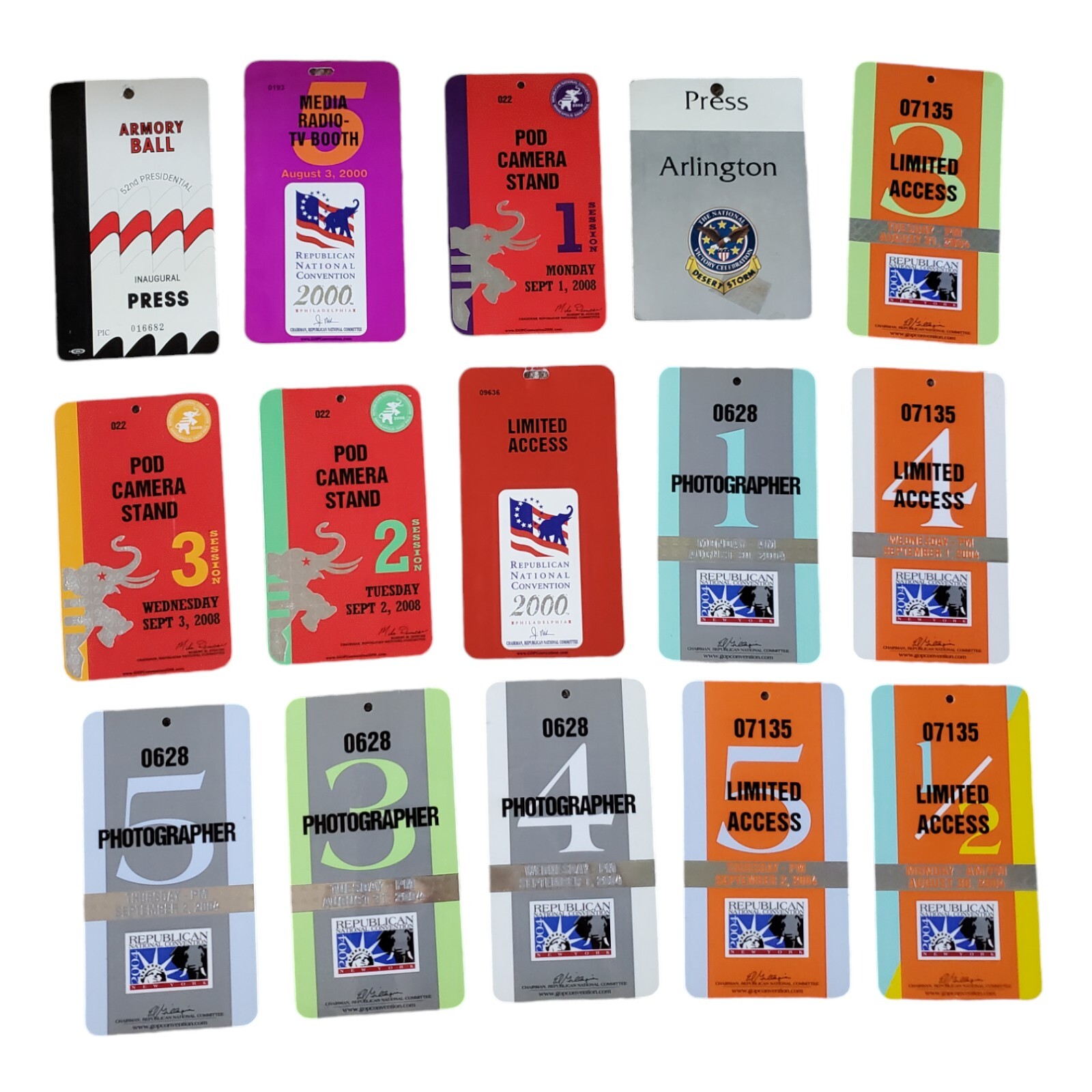 Republican Press Media Badges National Convention Political Mixed Lot Ephemera