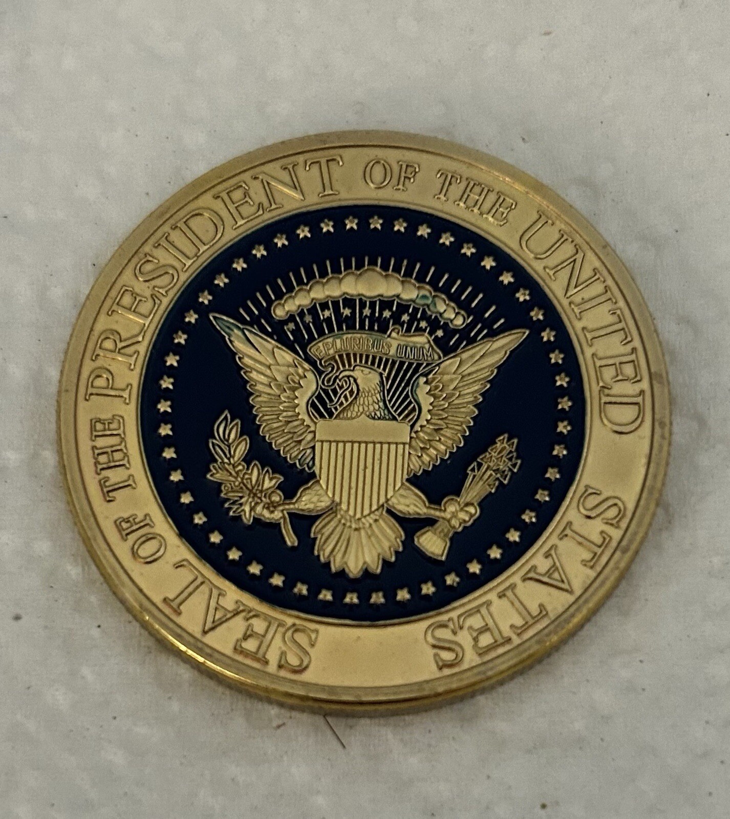 4 TRUMP CHALLENGE COIN GOLD ENAMEL PRESIDENT EAGLE SEAL WOOD BOX REPUBLICAN MAGA