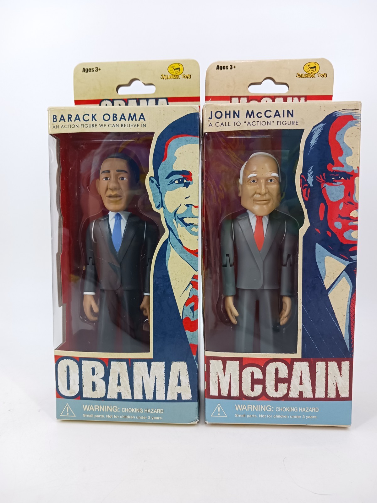 Set of 2 Jailbreak Toys 2008 Presidential Election Obama & McCain NEW SEALED