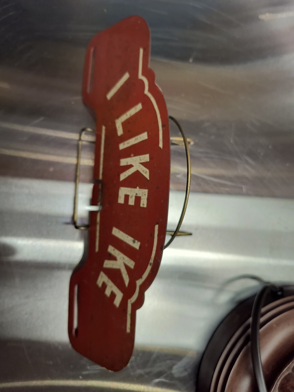 I Like Ike Vintage License Plate Topper Original Rare! President Eisenhower Red