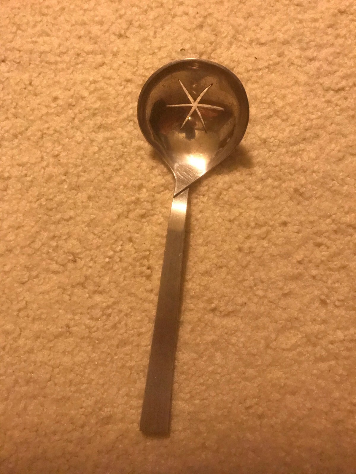 Vtg handmade SILVER PLATED SUGAR SIFTER TEA STRAINER SERVING SPOON LADLE 8.75″L