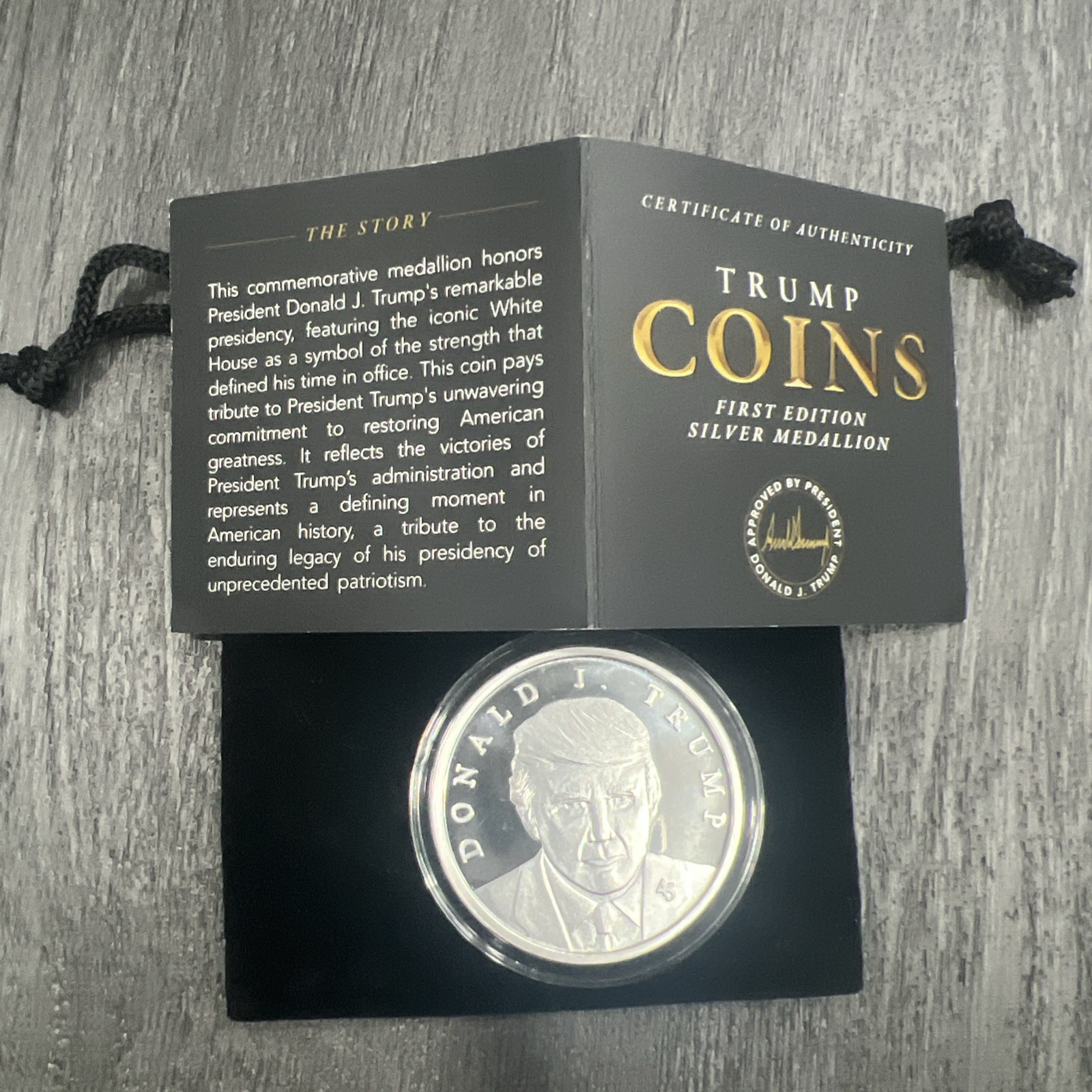 Donald Trump 45th First Edition 99.9% One Ounce Silver Proof 1oz. Coin Medallion