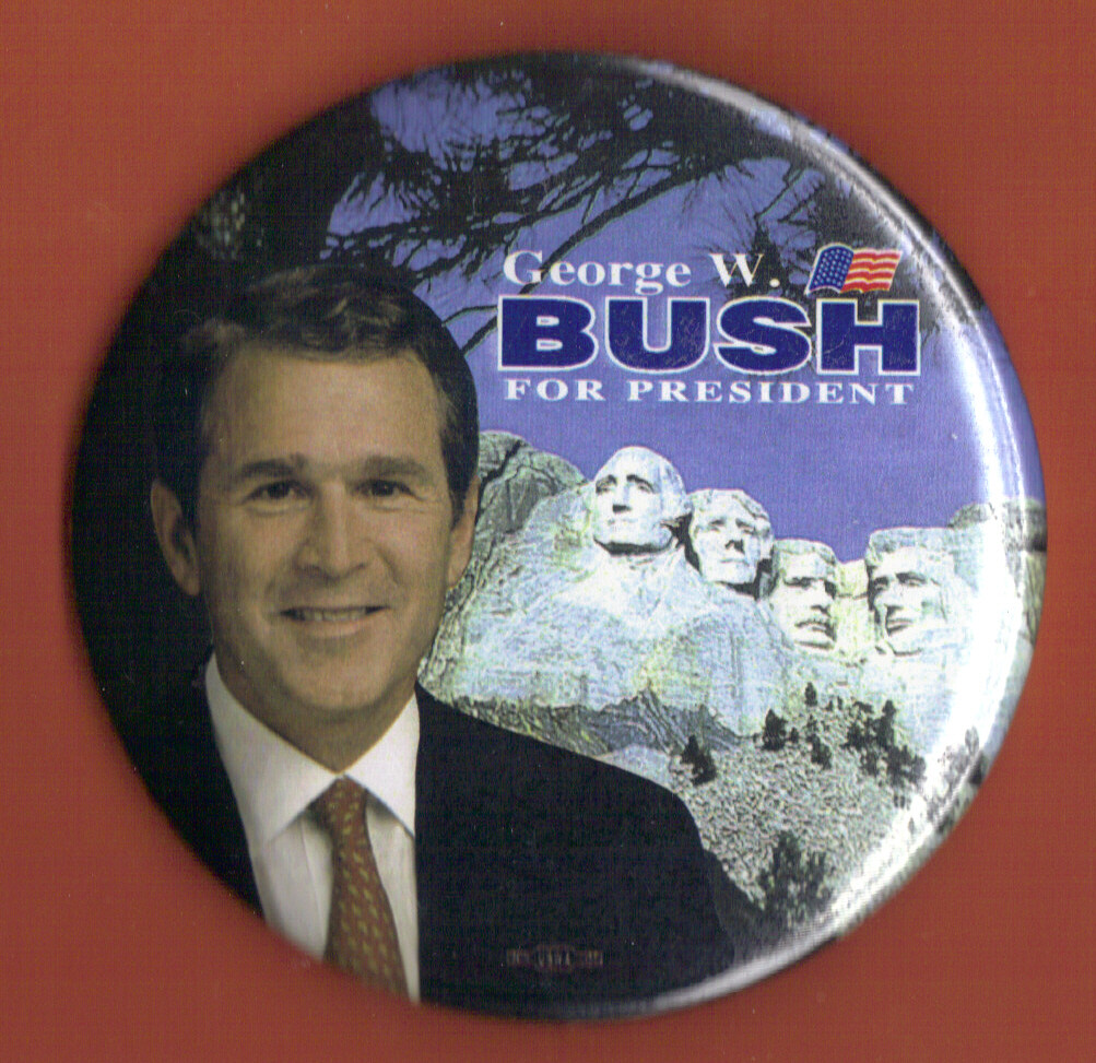 2000 George W Bush 3″ / “Mount Rushmore” Presidential Campaign Button(Pin06)